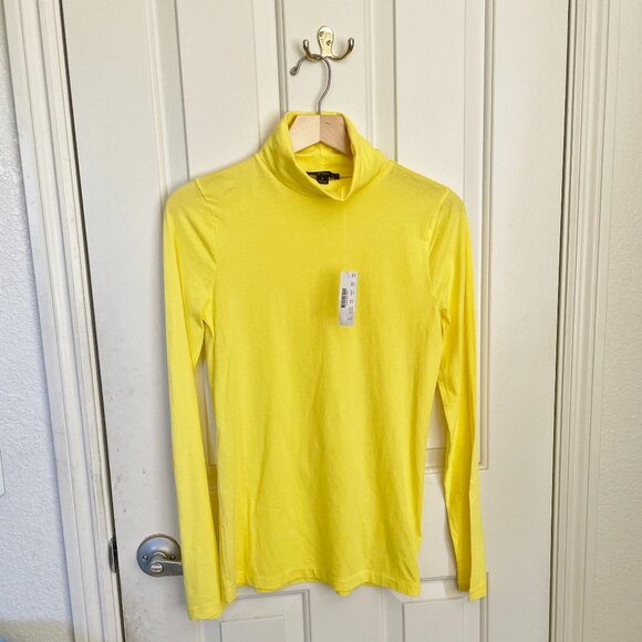 NEW J Crew Womens Tissue Turtleneck NWT S Bitter Lemon - Picture 1 of 9